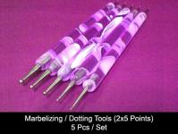 5X Nail Art Double Dotting Tool for Marbleizing (Pink)