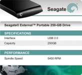 Harddisk External Seagate 250 GB