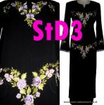 Jubah Hitam Saudi Bunga Setaman Daun 3 ( StD3)