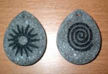 Bali Engraved Lava Stone Pendant - Button Size