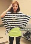 Wholesale Individual Striped Batwing Sleeve Loose T-shirt