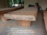 top table kayu jati solid tanpa sambungan ukuran 380x80x12cm