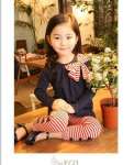 GIRL BLUE RIBBON SHIRT + LEGGING ( 14)