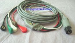 one piece 5-lead ecg  cable  with  leadwires