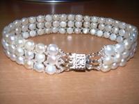 White Pearl Chocker 3 ply(Kalung Mutiara Air Tawar Putih Pipih)