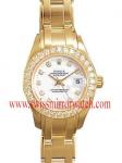 Rolex Pearlmaster 18k Gold Full 18K Gold Silver Dial Diamond Hour markers Diamond Bezel - Ladies