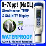 Salinity Meter with Temp 0 - 70ppt Water Quality Tester