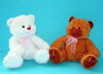 T10518 -9.5" Sitting Smiley Bear w/ organza ribbon