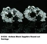 E1526 - 4x4mm Italian Black Sapphire Round cut Earrings