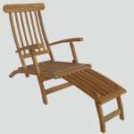 Teak outdoor patio steamer deck chair