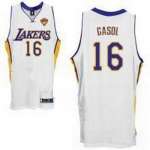 Los Angeles Lakers 16 Pau Gasol Stitched White Jersey 2010 Finals Jersey