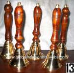 wooden hand brass bells