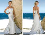 new style beading satin strapless low back bridal gowns