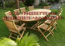 Sets Oval Extending table and folding chair,  arm chair