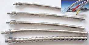 small bore pvc coated Stainless Steel flexible Conduit for sensor cable protection,  flexible stainless steel conduit