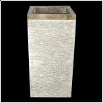 Stone Vessel Sink  / Pedestal Collection. Square-Bowl-Alur-(Grey-Stone)