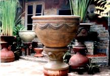 Java planter with pedestal