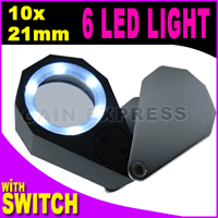 10X Jeweler Loupe Magnifier + LED light,  21mm lens