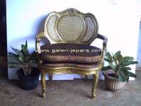 French chair with rattan and antique finish