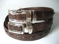 Genuine Crocodile Belt in Dark Brown Crocodile Leather