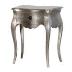 jepara furniture mebel meja samping tempat tidur / bed side dengan ukiran dan warna silver leaf yang bernilai mahaldari CV.Dwira Jepara Furniture Indonesia.