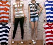 Knit Stripe Pocket Tops 5167