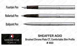 Sheaffer AGIO - Brushed Chrome Plate CT # 460 Metal Pen Souvenir / Gift and Promotion