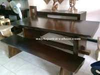 meja suar set bangku ( utuh satu kayu ) langka