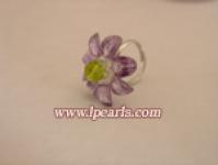 50mm flower-design light purple zircon ring