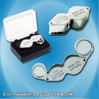 2 in 1 Jeweler' s Loupe 10X & 20X Magnifier Dual Lens