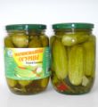 Pickled cucumber in glass jar