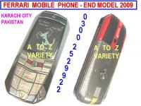 MOBILE PHONE - FERRARI - NEW MODEL - SLIM DESIGN - END MODEL OF YEAR 2009 - DELIVERY ANYWHERE IN ANY CITY OF PAKISTAN - PAYMENT IN NEAREST BANK