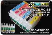 CARTRIDGE mCISS EPSON STYLUS PHOTO R270,  R290,  R390 ( REFILLABLE)