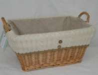 storage basket,  basket with fabric lining,  wicker / willow baskets