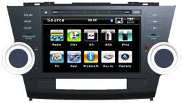 Car DVD for Toyota HighLander with FM/ AM/ RDS/ USB/ SD/ MMC/ iPod/ Blueooth/ DVB-T/ TMC/ Dual zone/ GPS/ Steering wheel control