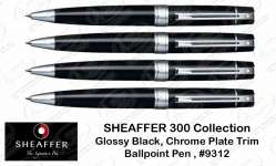 ( sheaffer) " Authorised Distributor for Indonesia " Sheaffer 300 Collection - Glossy Black,  Chrome Plate Trim # 9312 Ballpoint Pen Corporate Merchandise / Souvenir / Promotion