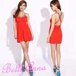 Red Bling Bling Sexy Cross Backless Dress by BellyAnna Design