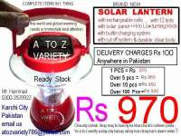 SOLAR RED LANTERN - COMPLETE ALL IN 1 ITEM - WITH SOLAR PANEL - WITH CHARGING SYSTEM - WITH 12 LEDS - WITH HI LOW TURNING KNOB - Rs 970 -delivery Rs 100 anywhere in pakistan - Payment in bank or cash = 03002529922