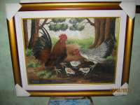 Lukisan Bulu - Ayam Beranak