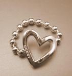 Gucci Heart Ring with Beaded Chain,  925 Sterling Silver