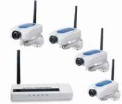 Digital wireless security kit with four cameras