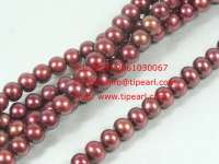 wholesale 7-8mm deep red freshwater potato pearl strand
