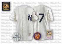 New York Yankees 7 Mickey Mantle Jersey Mitchelland Ness White Pinstripe Jersey
