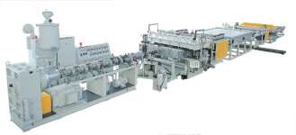 PC,  PP,  PE Plastic Hollow Cross Section Plate Extrusion Line