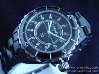 Replica Chanel Watches J12 Black Ceramic Diamonds Markers Japanese Quartz