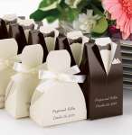 Personalized Brown Tuxedo or Ivory Gown Favor Boxes