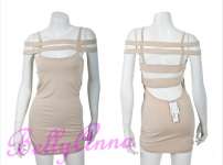 Beige Sexy Laces Backless Dress by BellyAnna Design