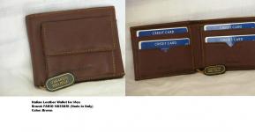 Italian Leather Wallet for Men - Brand: FABBIO MASSARI (Made in Italy)