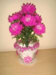 Bunga Crysant dove dengan vas manik - manik akrilik