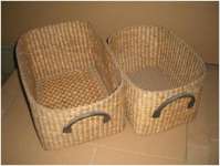 Waterhyacinth Oval Storage Set of 2 - Leather handles